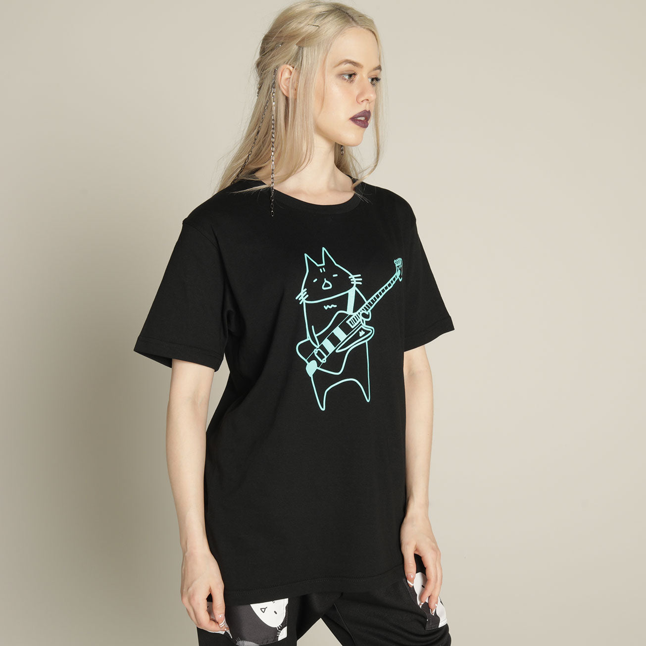 MINT NeKO ベースTシャツ BK-GRN・S