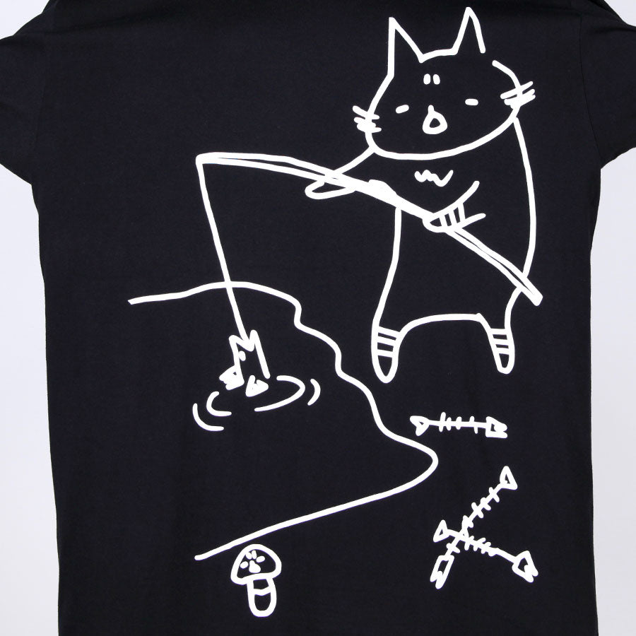 MINT NeKO Fishing BIG T-shirt / BK-WH