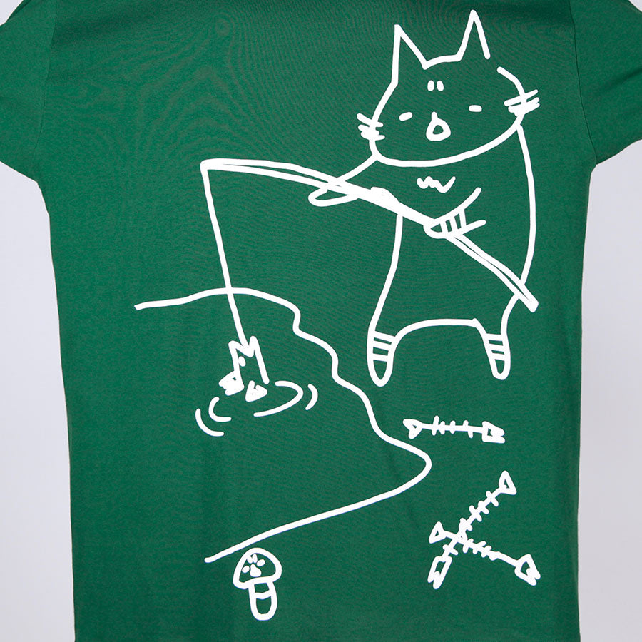 MINT NeKO Fishing BIG T-shirt / GRN-WH