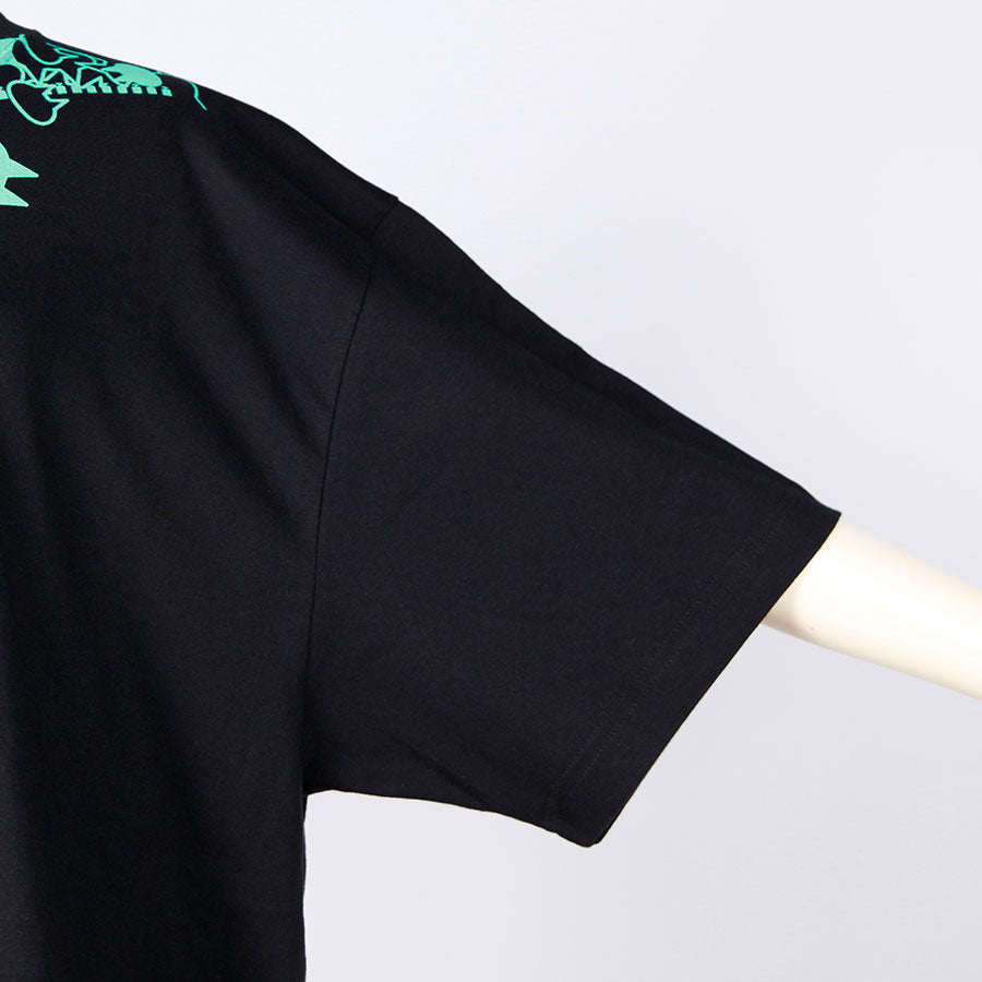 MINT NeKO Zipper Print BIG T-shirt / BK-GRN