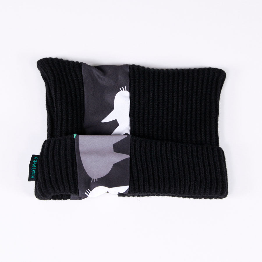 MINT NeKO Cat Ear Knit Cap / BK-WH