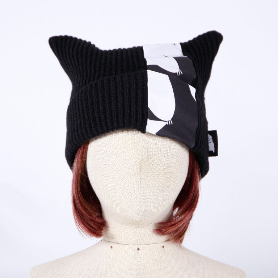 MINT NeKO Cat Ear Knit Cap / BK-WH