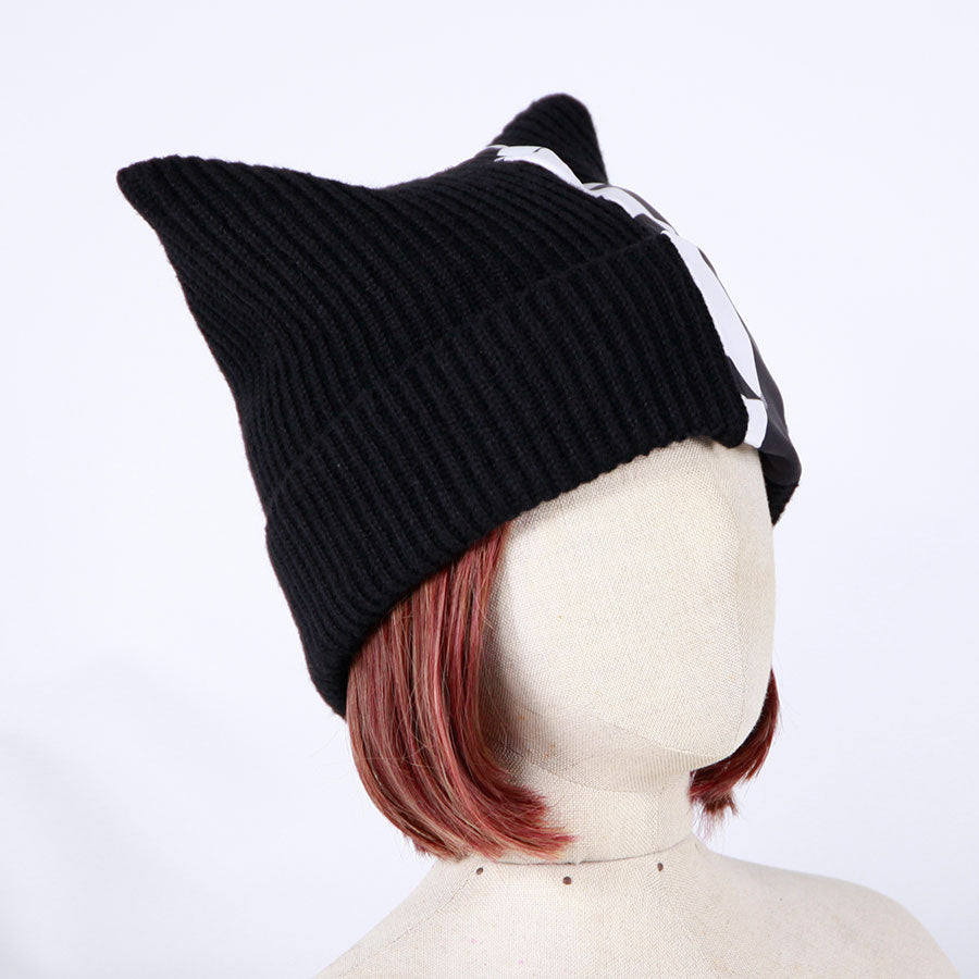 MINT NeKO Cat Ear Knit Cap / BK-WH