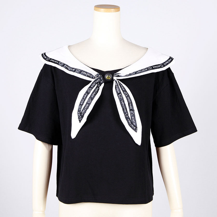 MINT NeKO セーラーカラーカットソー BK