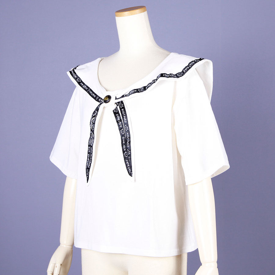 MINT NeKO セーラーカラーカットソー WH