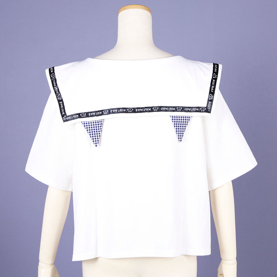 MINT NeKO セーラーカラーカットソー WH