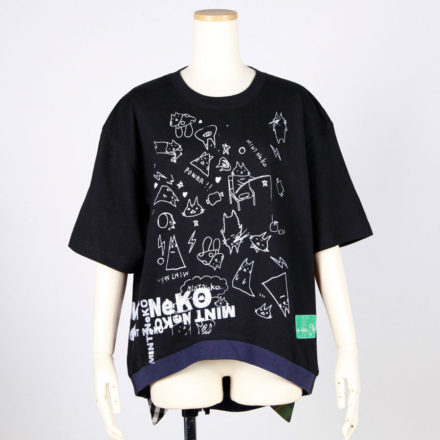 MINT NeKO ハンドプリントネコミミカットソー A
