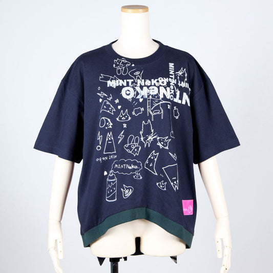 MINT NeKO Hand Printed Cat Ears Tops / B