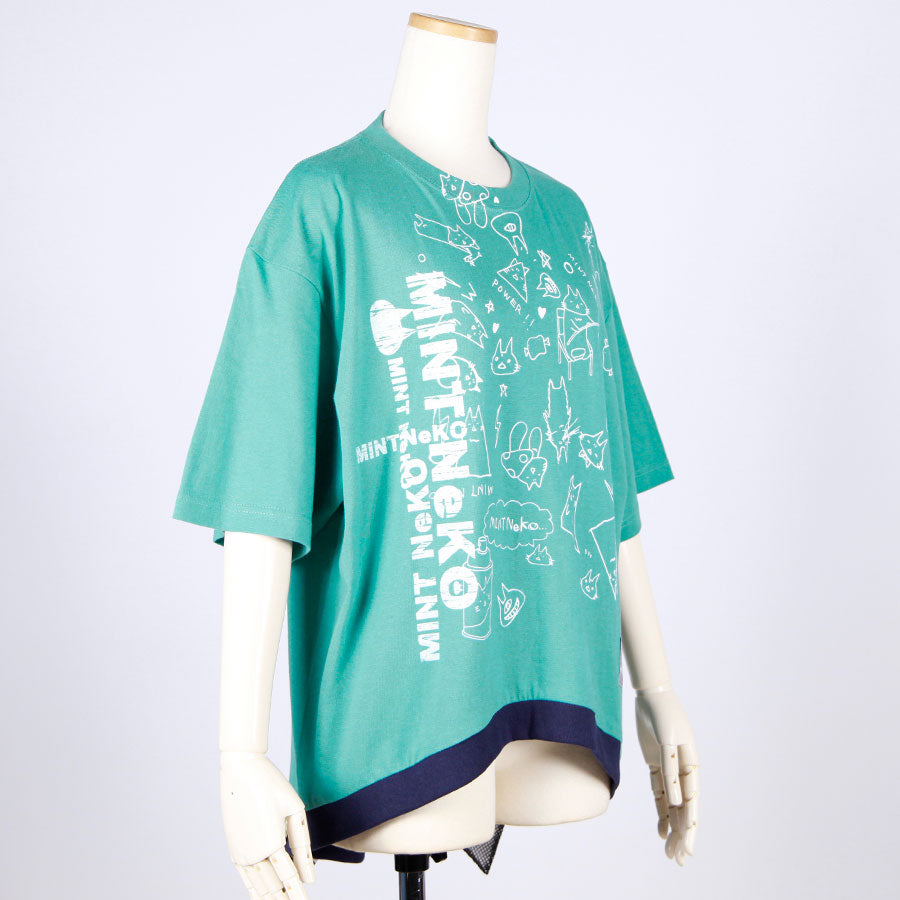 MINT NeKO Hand Printed Cat Ears Tops / C