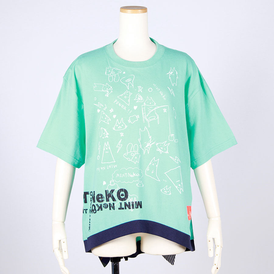 MINT NeKO ハンドプリントネコミミカットソー D