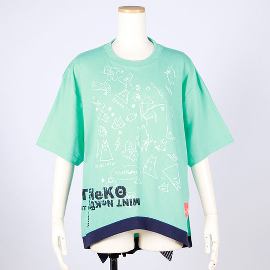 MINT NeKO Hand Printed Cat Ears Tops / D