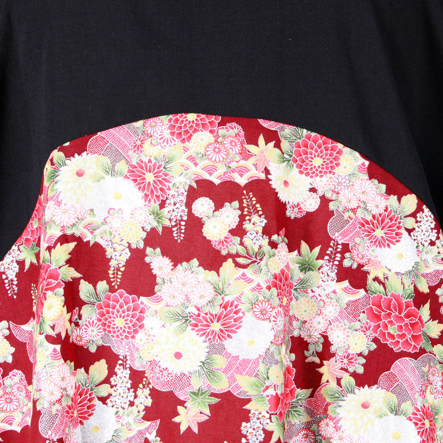【一点物】TKg 秋の花和柄 フレンチスリーブシャツ
