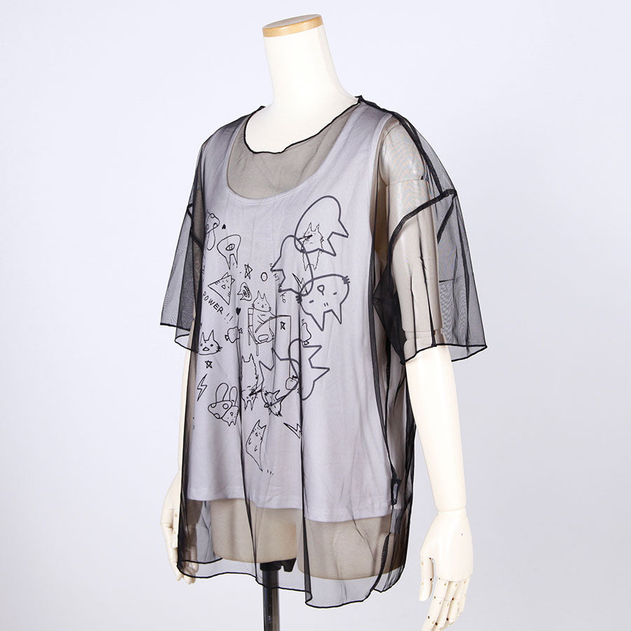 MINT NeKO See-through Layered Tops / C