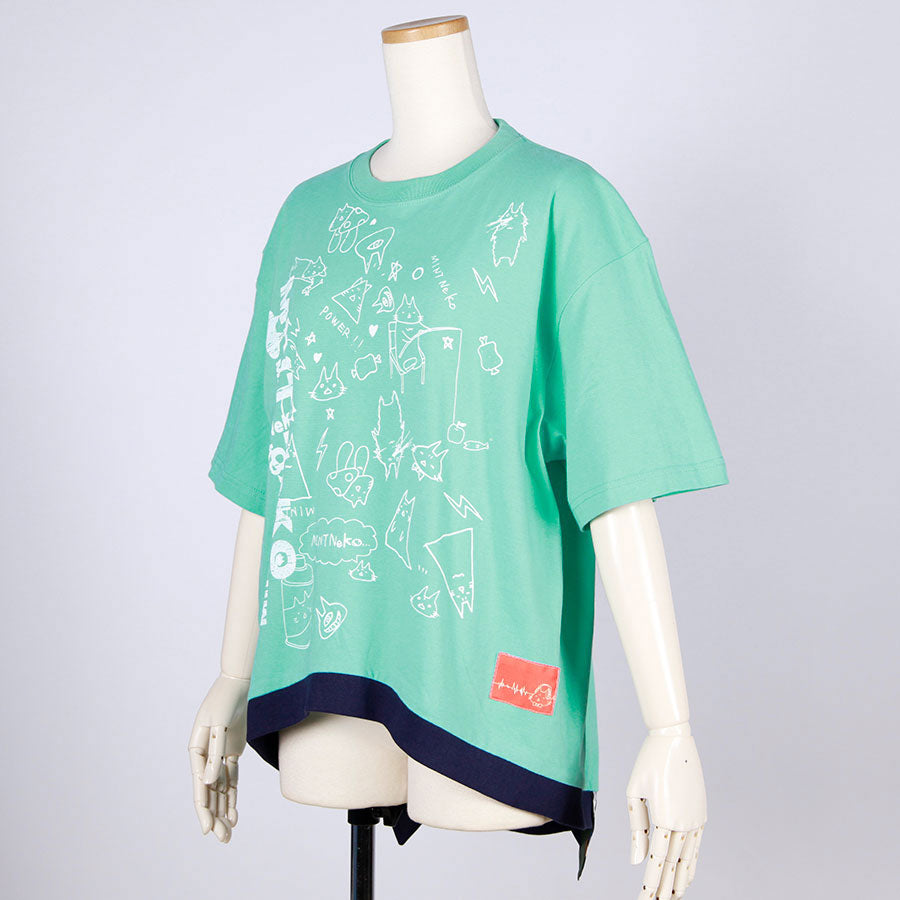 MINT NeKO ハンドプリントネコミミカットソー G