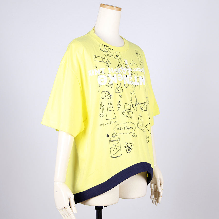 MINT NeKO Hand Printed Cat Ears Tops / F