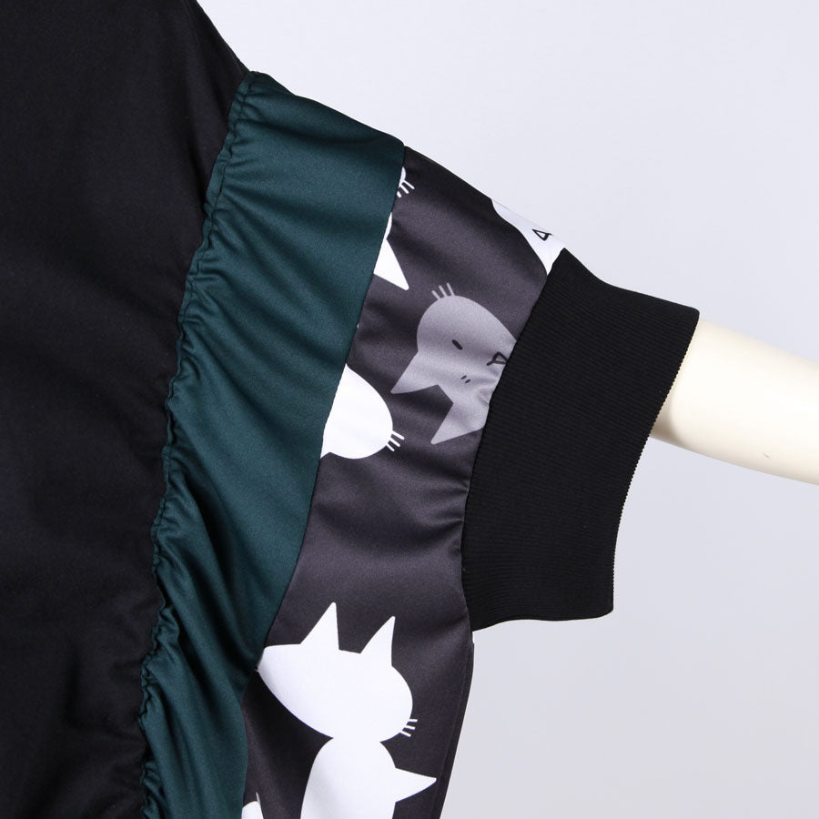 MINT NeKO パッチワークギャザートップス BK
