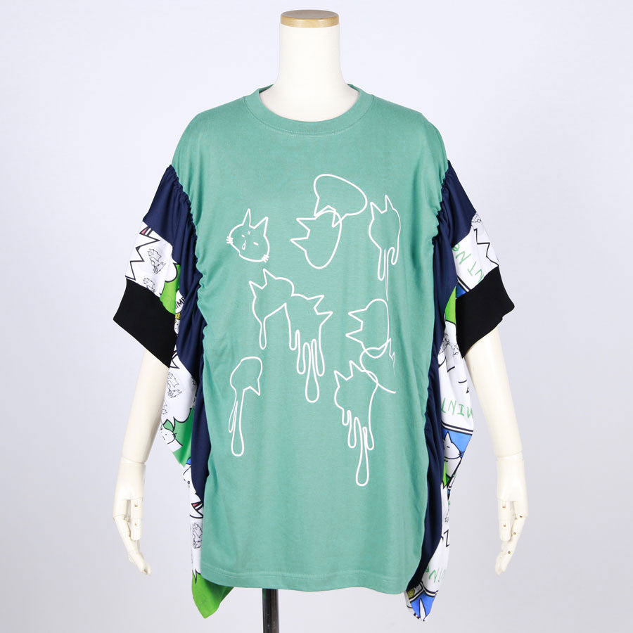 MINT NeKO パッチワークギャザートップス GRN