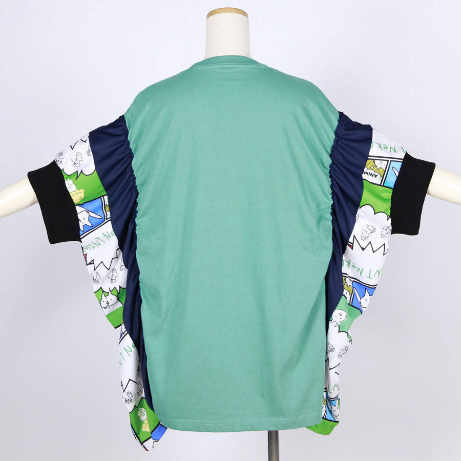 MINT NeKO パッチワークギャザートップス GRN