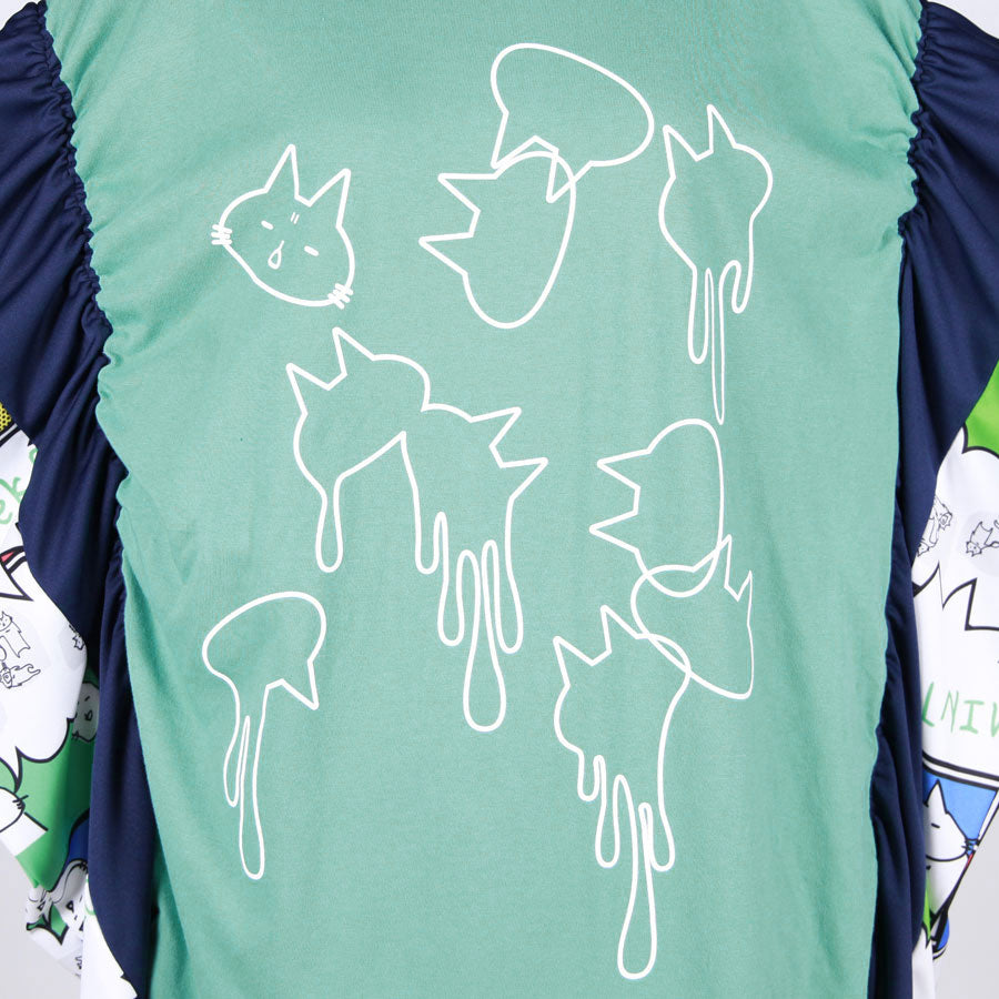 MINT NeKO パッチワークギャザートップス GRN
