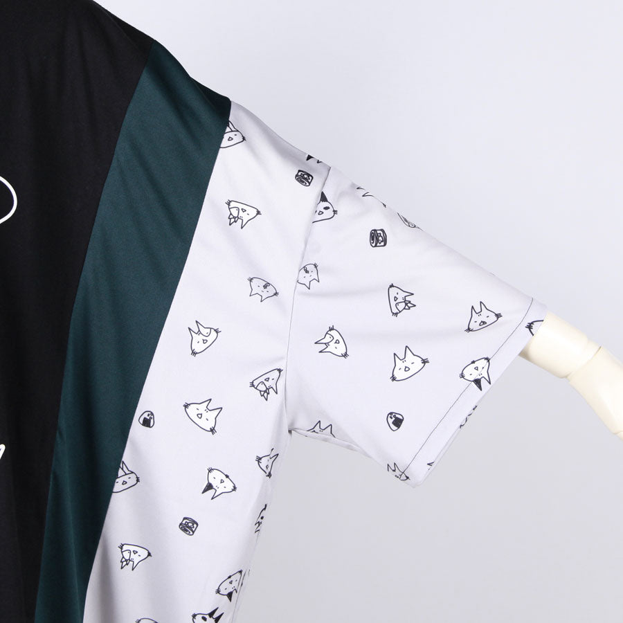 MINT NeKO パッチワークサイドギャザーカットソー BK