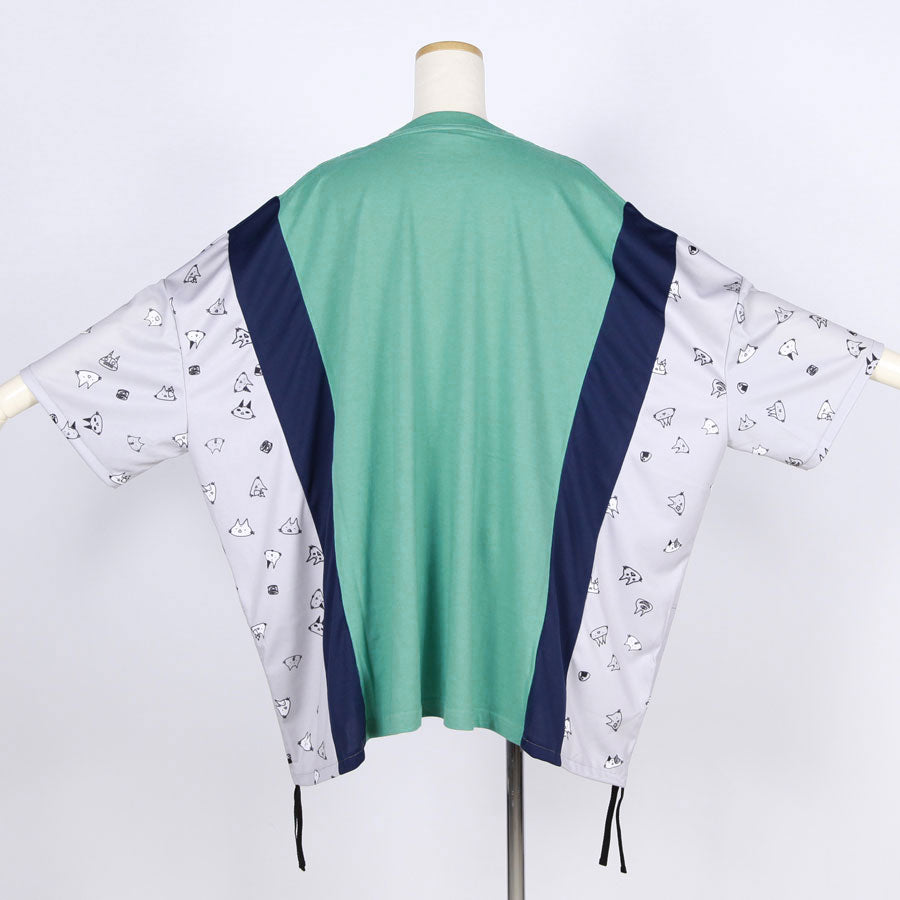 MINT NeKO パッチワークサイドギャザーカットソー GRN