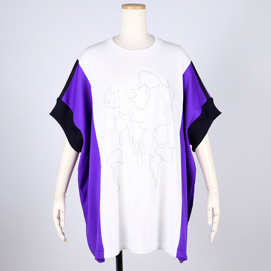MINT NeKO ジャージ切替カットソー PUR-WH
