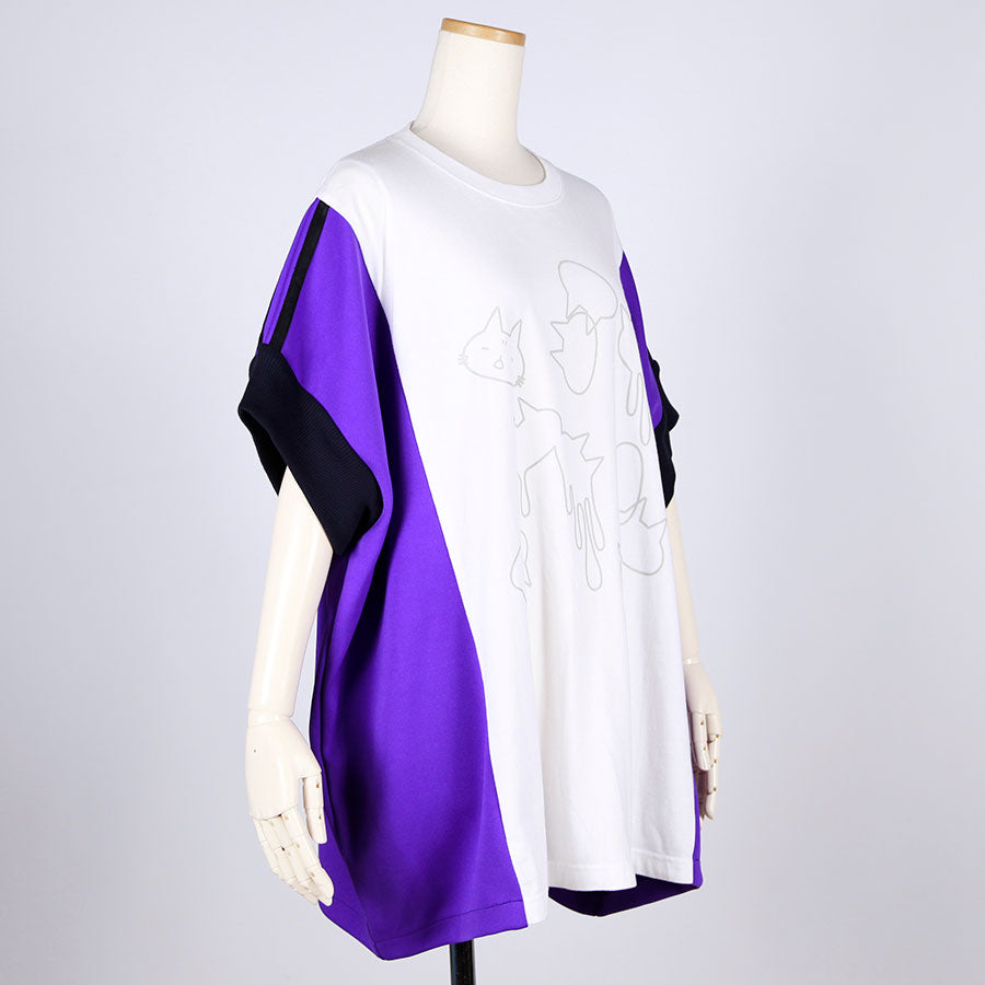 MINT NeKO ジャージ切替カットソー PUR-WH