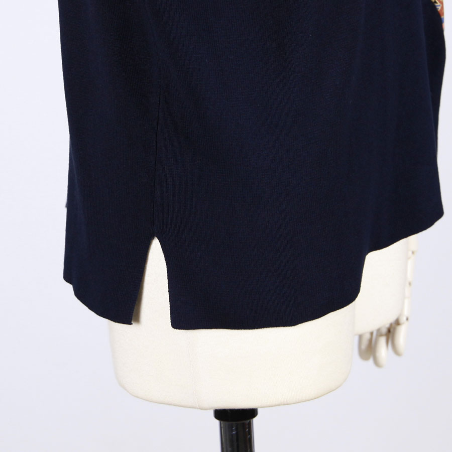 【一点物】TKg 花の中の鶴 斜め切り替えトップス