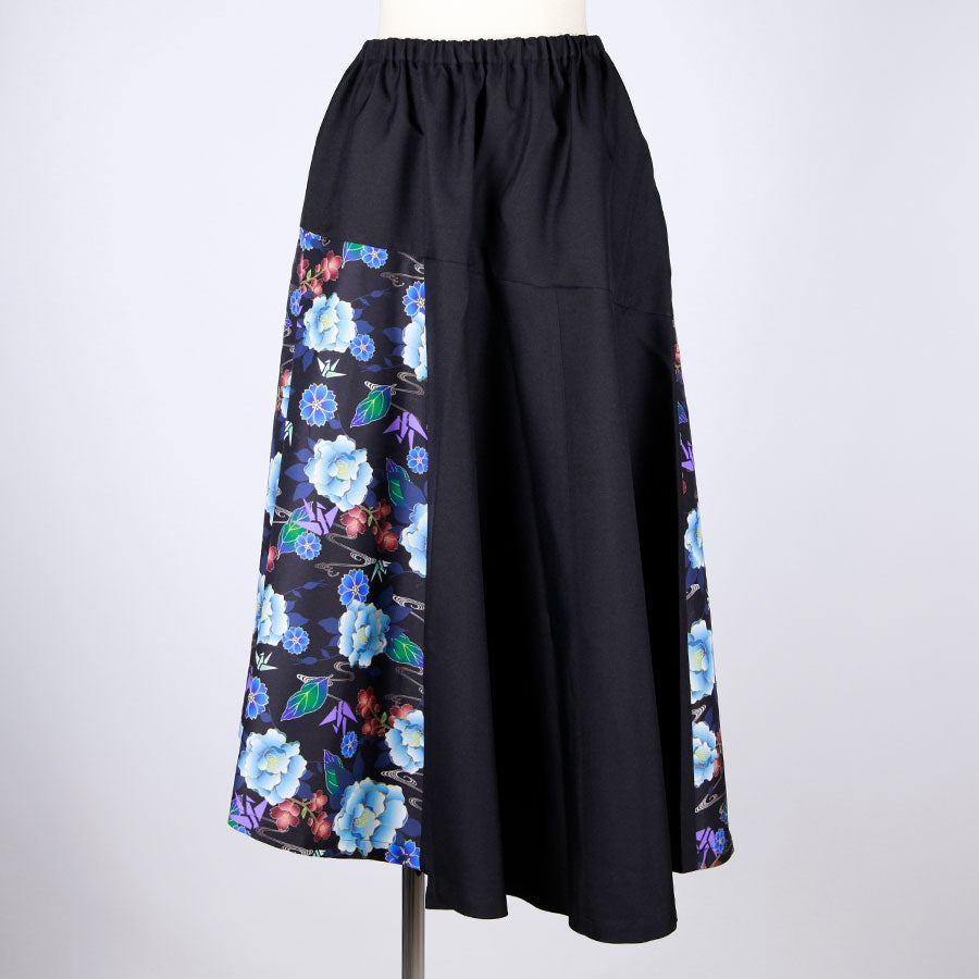 gouk 6枚切り替えフレアースカート BK-BL