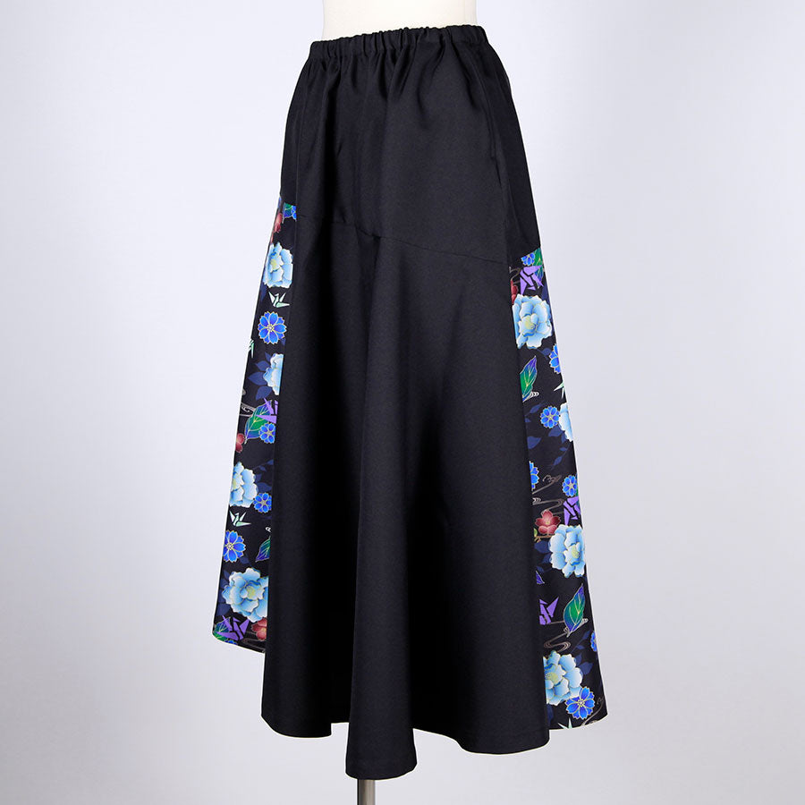 gouk 6枚切り替えフレアースカート BK-BL