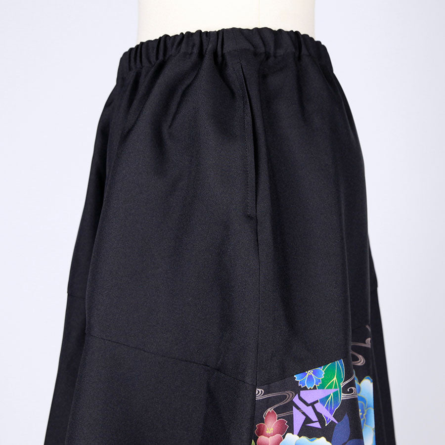 gouk 6枚切り替えフレアースカート BK-BL