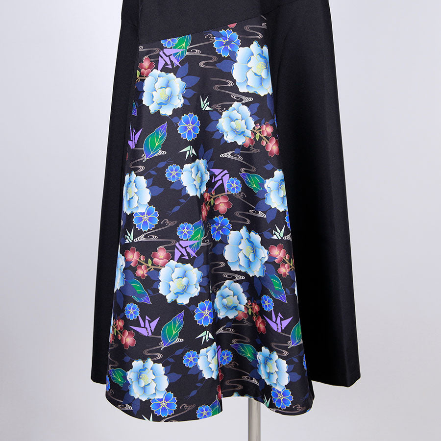 gouk 6枚切り替えフレアースカート BK-BL