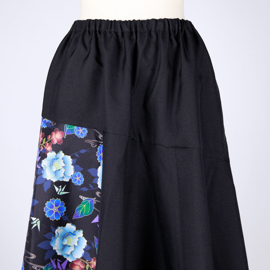 gouk 6枚切り替えフレアースカート BK-BL