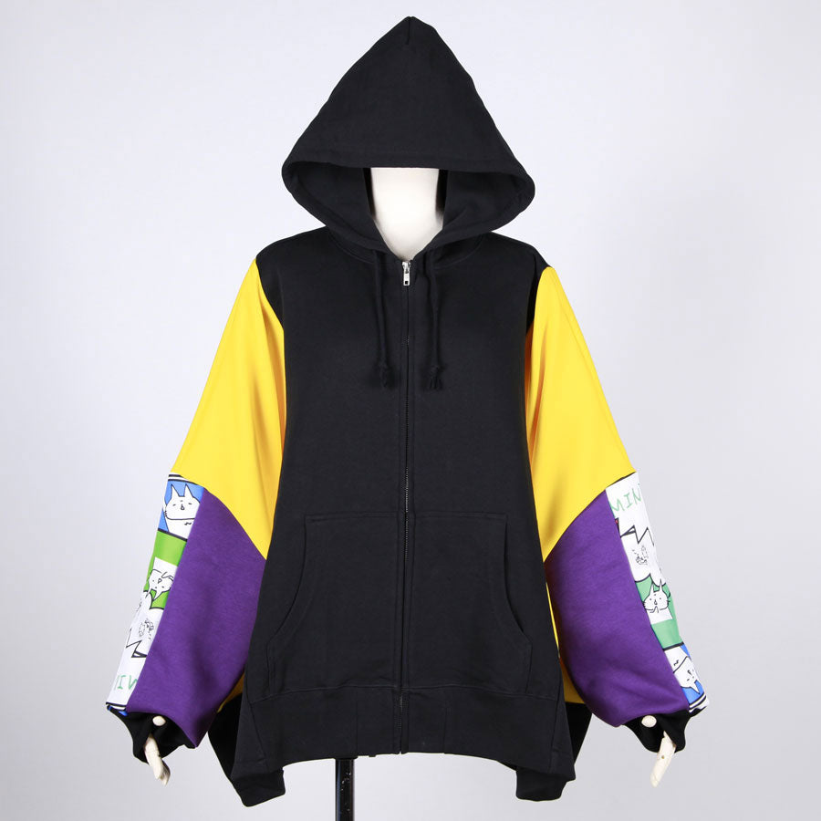 MINT NeKO Patchwork Wide Hoodie / C