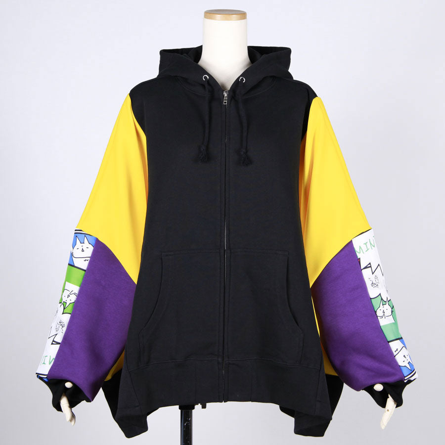 MINT NeKO Patchwork Wide Hoodie / C
