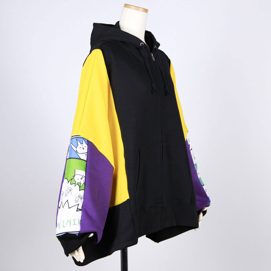 MINT NeKO Patchwork Wide Hoodie / C