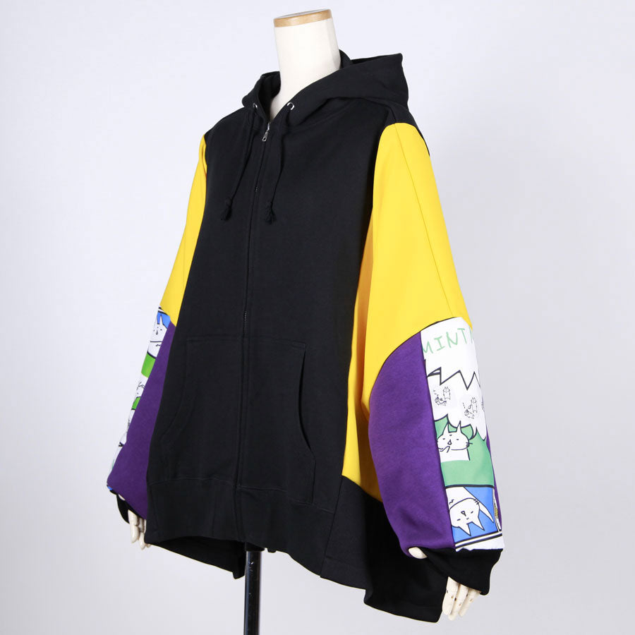 MINT NeKO Patchwork Wide Hoodie / C
