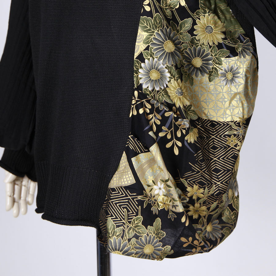 【一点物】TKg 暗闇扇子 プリーツ袖ハイネックニット