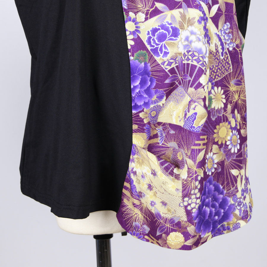 【一点物】TKg 紫縮緬和柄 袖くしゃトップス