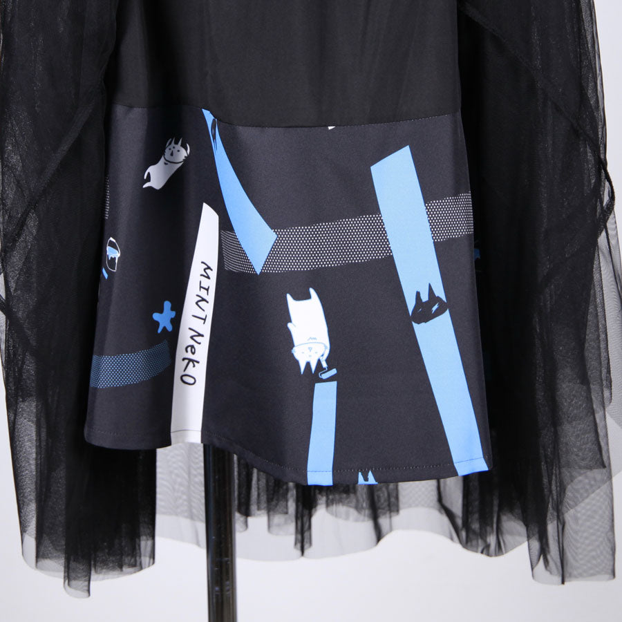 MINT NeKO Tulle Skirt / BK-BL