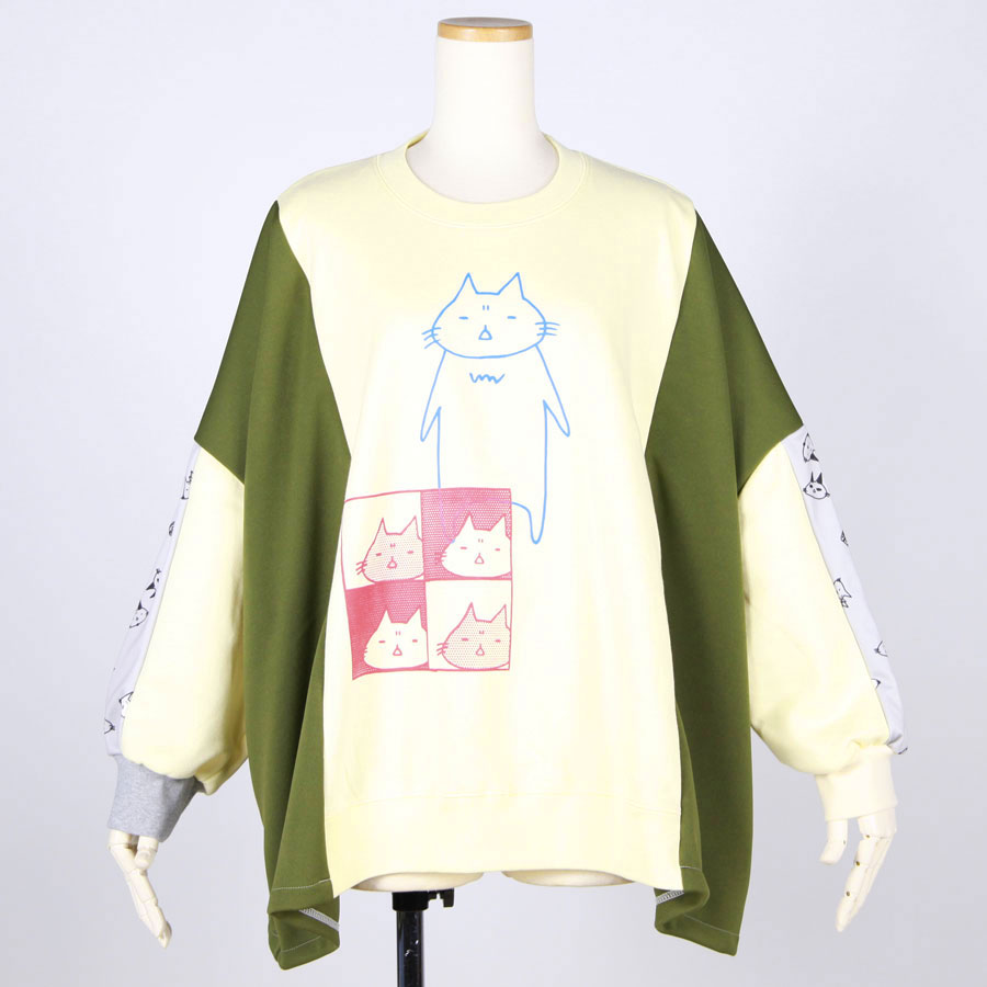 MINT NeKO Patchwork Wide Sweatshirt / D