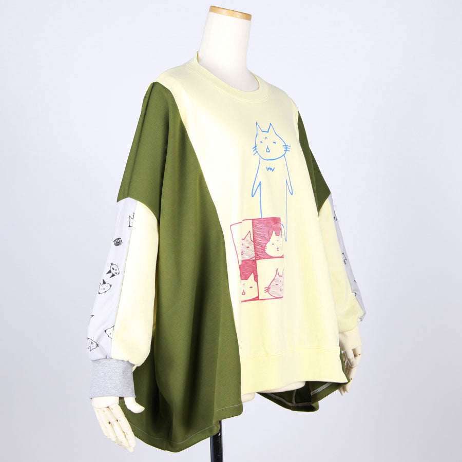 MINT NeKO Patchwork Wide Sweatshirt / D