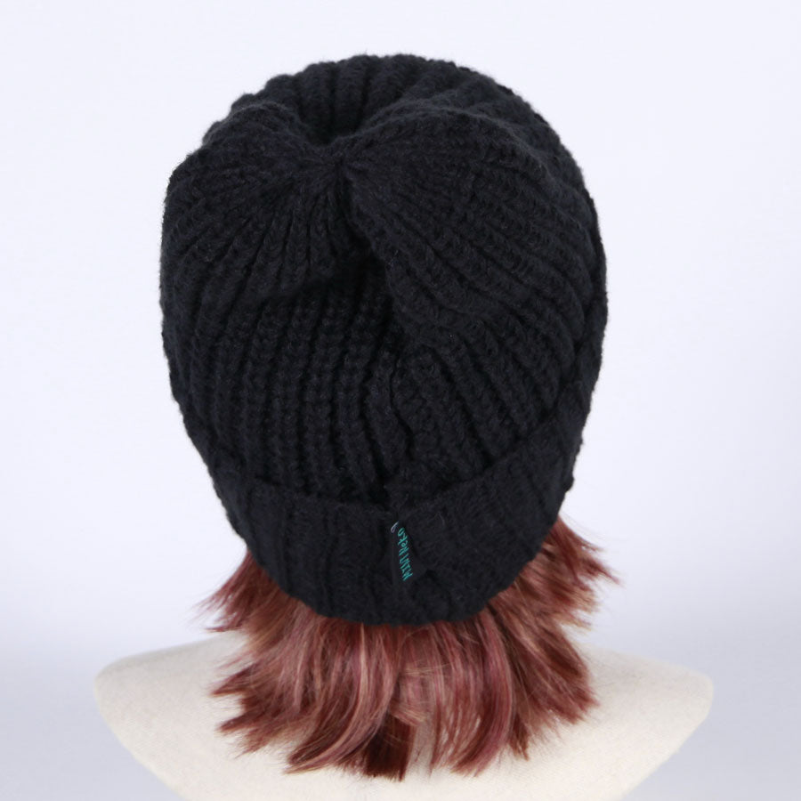 MINT NeKO ヘッドホンパッチニットキャップ BK-GRN