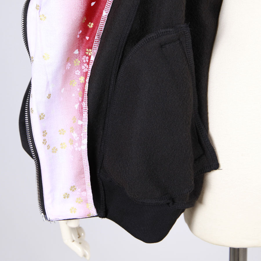 【一点物】TKg グラデーション赤和柄 ダブルライダースパーカー