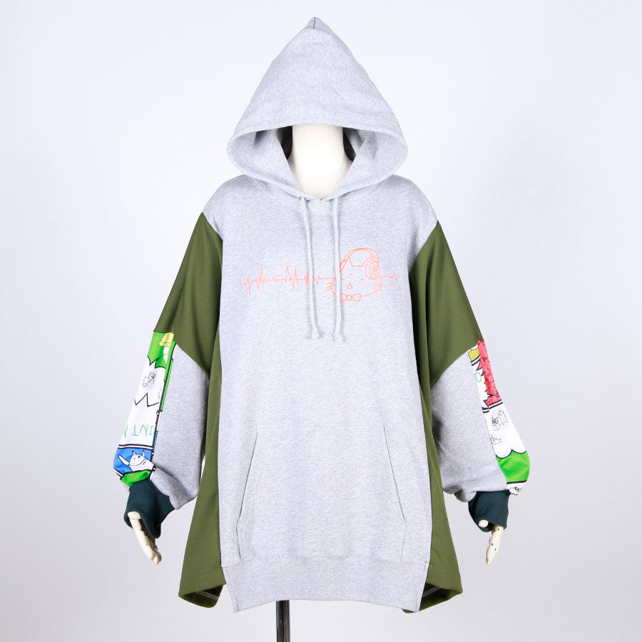 MINT NeKO パッチワークワイドフーディー E