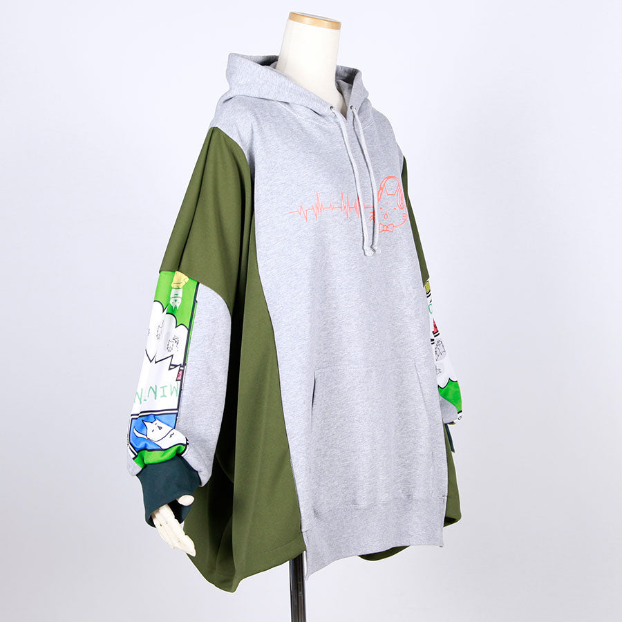 MINT NeKO パッチワークワイドフーディー E