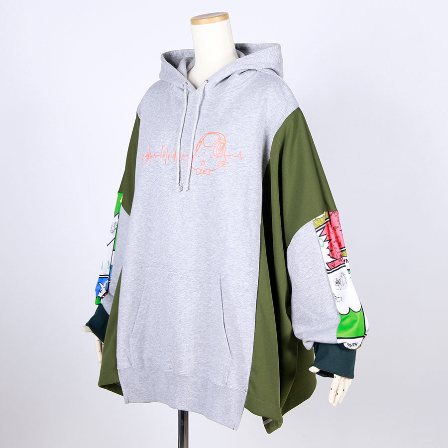 MINT NeKO パッチワークワイドフーディー E