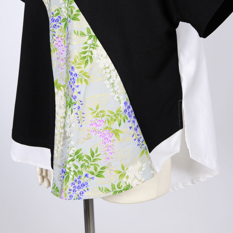 【一点物】TKg 秘色色の藤 肩から切り替えトップス