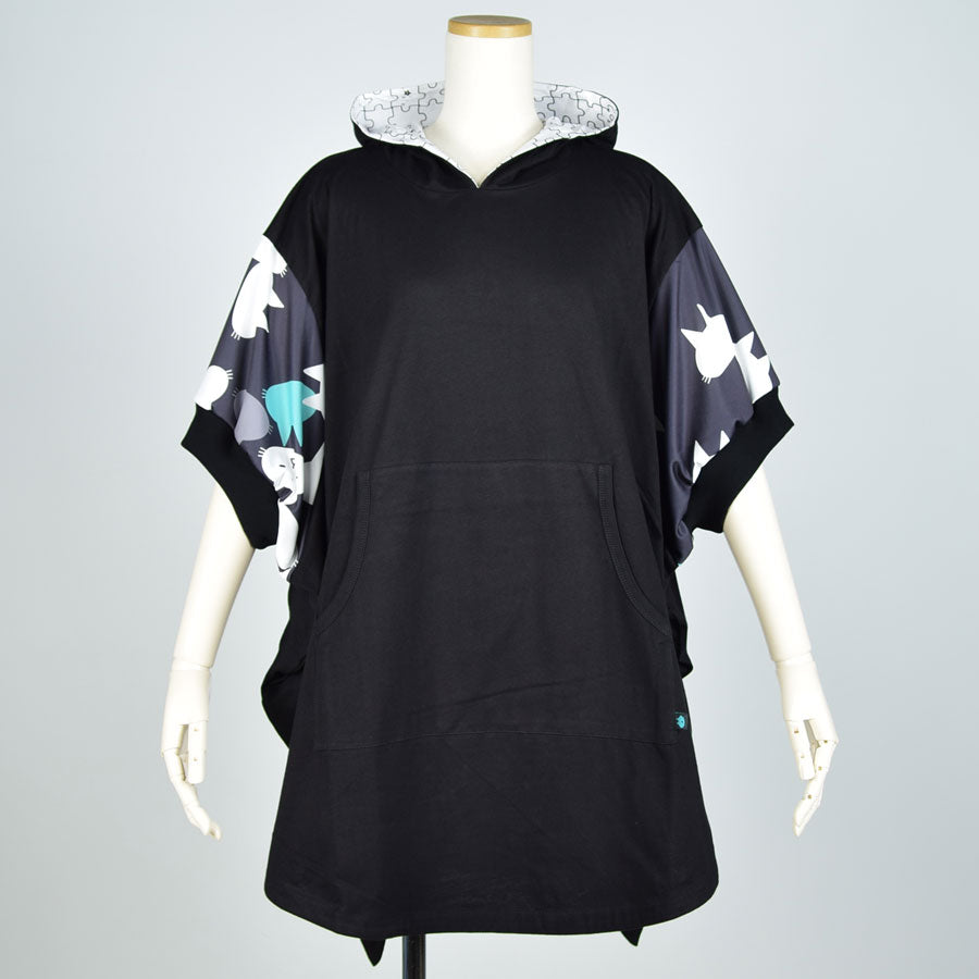 MINT NeKO Big Sleeve Poncho Hoodie BK-BK
