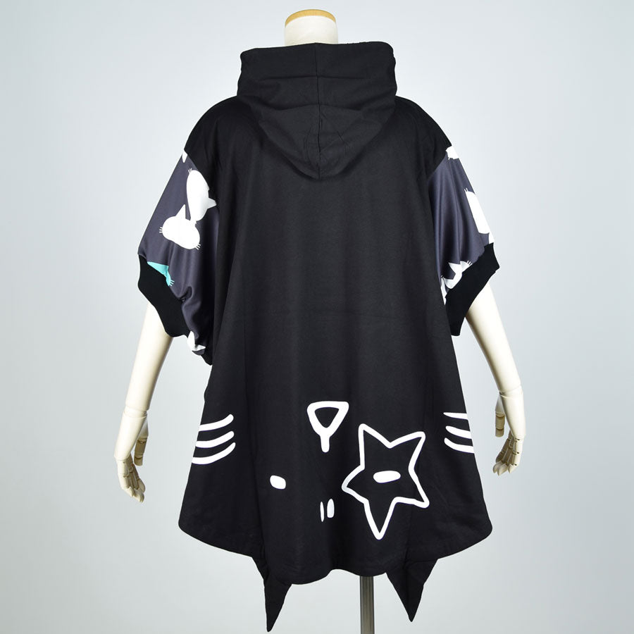 MINT NeKO Big Sleeve Poncho Hoodie BK-BK